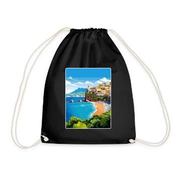 Amalfi Italie Affiche de voyage Peinture de carte postale souvenir - Sac de sport léger - noir - Devant
