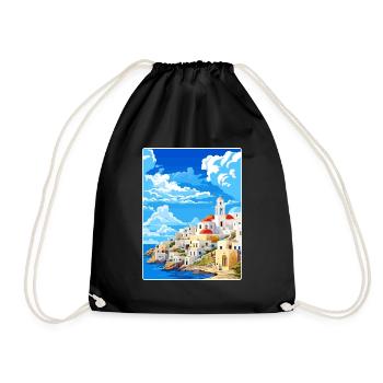 Astypalaia Griechenland Reise Poster Souvenir Farbe WPA - Turnbeutel - Schwarz - Vorne