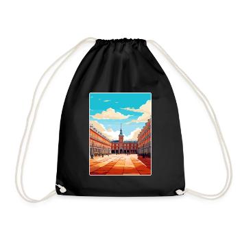 Madrid Espagne Affiche de voyage Souvenir Carte Postale Peinture - Sac de sport léger - noir - Devant