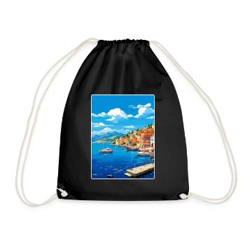 Agios Nikolaos Griechenland Reiseposter Souvenir WPA - Turnbeutel - Schwarz - Vorne