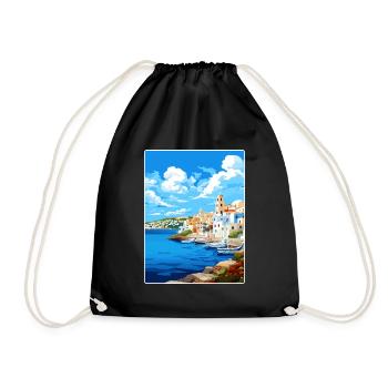 Agios Nikolaos Griechenland Reiseposter Souvenir WPA - Turnbeutel - Schwarz - Vorne
