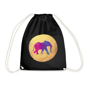 Yoga Yogi Holi Indien Gold Kreis Elefant meditate - Turnbeutel - Schwarz - Vorne