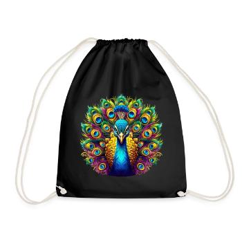 Pfau - Turnbeutel - Schwarz - Vorne