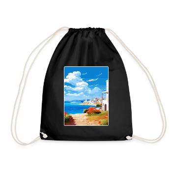 Paros Grèce Affiche de voyage Peinture de carte postale souvenir - Sac de sport léger - noir - Devant