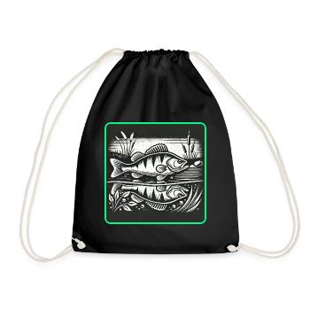 Barsch Raubfisch Design - Turnbeutel - Schwarz - Vorne