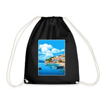 Parga Griechenland Reise Poster Souvenir Postkarte Farbe - Turnbeutel - Schwarz - Vorne