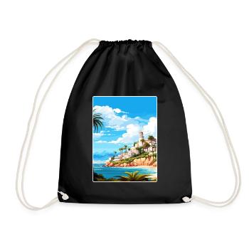 Costa Del Sol Spanien Vintage Reise Poster Souvenir - Turnbeutel - Schwarz - Vorne