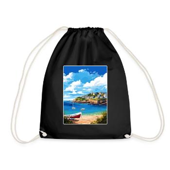 Coverack Cornwall England Travel Poster Souvenir - Drawstring Bag - black - Front