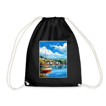 Fowey River Angleterre Affiche de voyage vintage souvenir - Sac de sport léger - noir - Devant