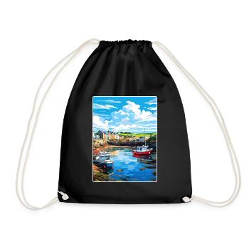 Bude Cornwall England Travel Poster Souvenir WPA - Drawstring Bag - black - Front