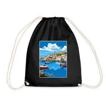 Mevagissey Angleterre Affiche de voyage Peinture Souvenir WP - Sac de sport léger - noir - Devant