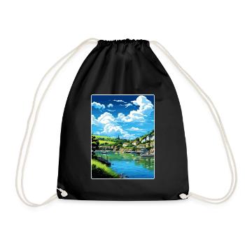 Fowey River Angleterre Affiche de voyage vintage souvenir - Sac de sport léger - noir - Devant