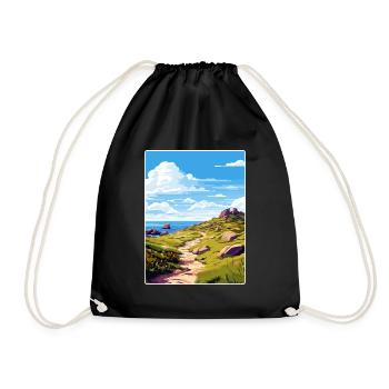 Lands End Cornwall England Travel Poster Souvenir - Drawstring Bag - black - Front