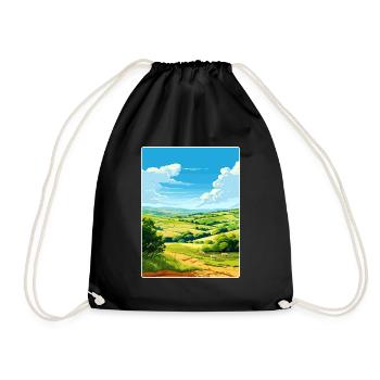 Camel Valley Cornwall England Travel Poster Card - Drawstring Bag - black - Front