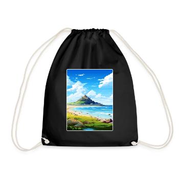 Marazion Cornwall England Travel Poster Souvenir - Drawstring Bag - black - Front