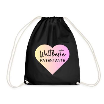 Weltbeste Patentante! Personalisierbar - Turnbeutel - Schwarz - Vorne