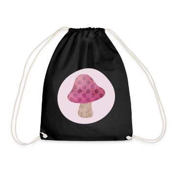 Pilz Kreis Herbst rosa Mädchen Märchen Punkte Wald - Turnbeutel - Schwarz - Vorne