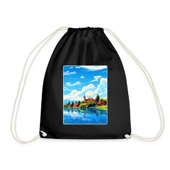 Lake Constance Germany European Travel Poster WPA - Drawstring Bag - black - Front