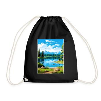 Big Bear Lake California Travel Poster Souvenir - Drawstring Bag - black - Front