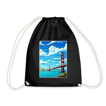 San Francisco Golden Gate California Travel Poster - Drawstring Bag - black - Front