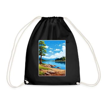 Big Bear Lake California Travel Poster Souvenir - Drawstring Bag - black - Front