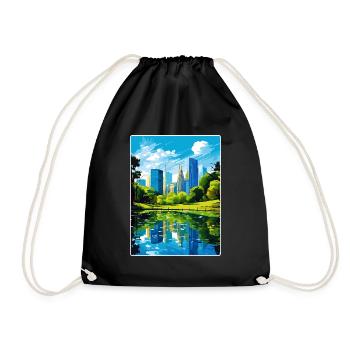 New York State Travel Poster Souvenir Painting WPA - Drawstring Bag - black - Front