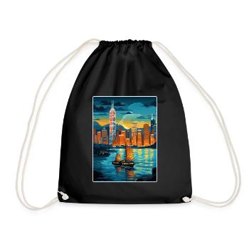 Hong Kong Chine Voyage Affiche Souvenir Peinture WPA - Sac de sport léger - noir - Devant