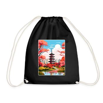 Japon Tokyo Voyage Affiche Souvenir Carte Postale Peinture - Sac de sport léger - noir - Devant