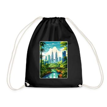 Kuala Lumpur Malaysia Reiseposter Souvenir WPA - Turnbeutel - Schwarz - Vorne