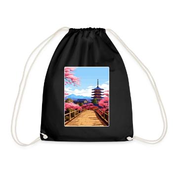 Kyoto Japan Reise Poster Souvenir Postkarte Farbe - Turnbeutel - Schwarz - Vorne