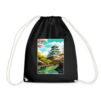 Osaka Japan Reise Poster Souvenir Postkarte Farbe - Turnbeutel - Schwarz - Vorne