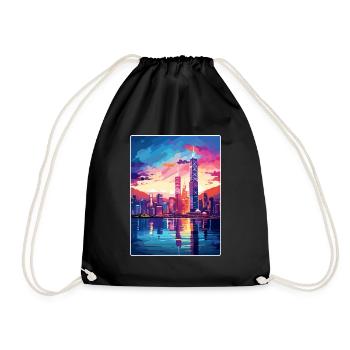 Hong Kong Chine Voyage Affiche Souvenir Peinture WPA - Sac de sport léger - noir - Devant
