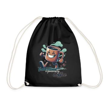 Good mood coffee mug gift - Drawstring Bag - black - Front