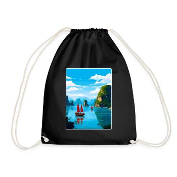 Baie d’Ha Long îles du Vietnam Affiche de voyage souvenir - Sac de sport léger - noir - Devant