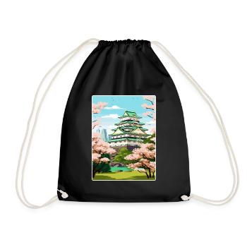 Osaka Japan Reise Poster Souvenir Postkarte Farbe - Turnbeutel - Schwarz - Vorne