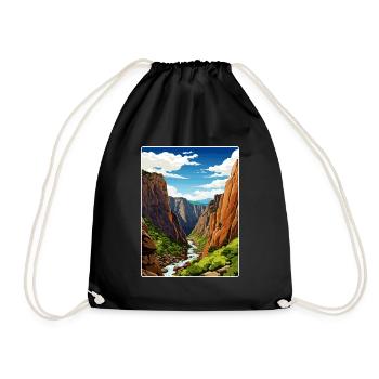 Black Canyon National Park Colorado Travel Poster - Drawstring Bag - black - Front