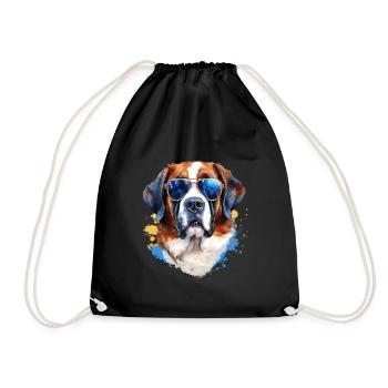 Saint Bernard avec lunettes de soleil - Sac de sport léger - noir - Devant