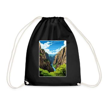 Black Canyon National Park Colorado Travel Poster - Drawstring Bag - black - Front