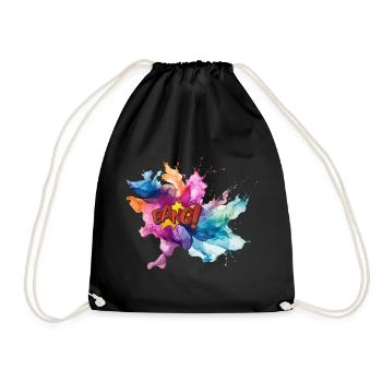 Colourful Watercolour Explosion with 'Bang!' Text - Drawstring Bag - black - Front