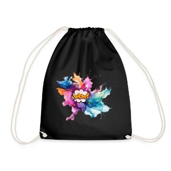 Bold Pop Art Explosion with "Wow" Text - Drawstring Bag - black - Front