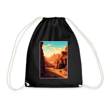 Petra Jordan Affiche de voyage Souvenir Carte Postale Peinture - Sac de sport léger - noir - Devant