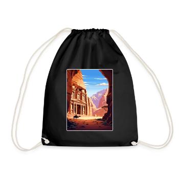 Petra Jordan Affiche de voyage Souvenir Carte Postale Peinture - Sac de sport léger - noir - Devant