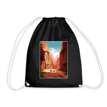 Petra Jordan Affiche de voyage Souvenir Carte Postale Peinture - Sac de sport léger - noir - Devant