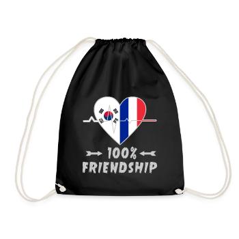 100 % amitié entre la Corée du Sud et la France - Sac de sport léger - noir - Devant