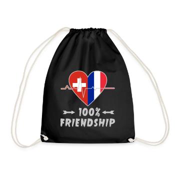 100 % amitié entre la Suisse et la France - Sac de sport léger - noir - Devant