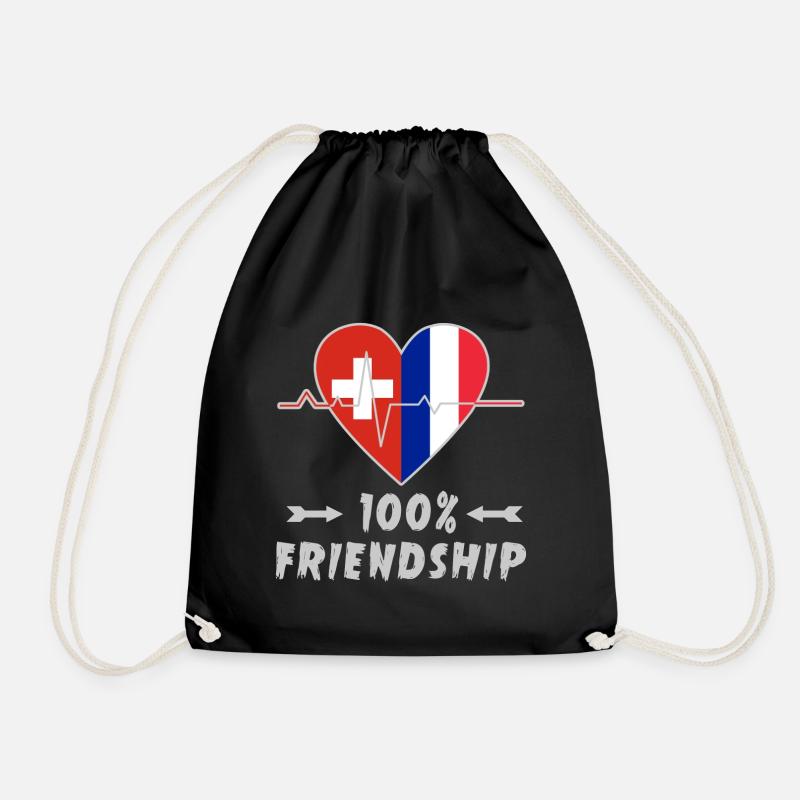 Schweiz und Frankreich 100% Freundschaft - Turnbeutel - Schwarz