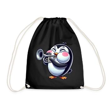 mignon pingouin trompette instrument à vent dessin animé - Sac de sport léger - noir - Devant