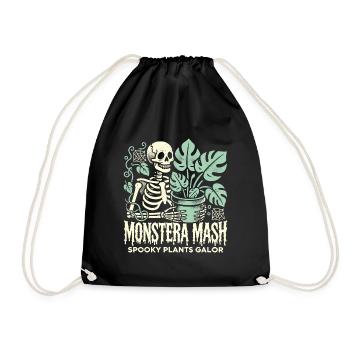 Monstera Mash - gruseliges Pflanzenliebhaber-Design - Turnbeutel - Schwarz - Vorne