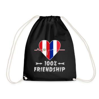Peru und Frankreich 100% Freundschaft - Turnbeutel - Schwarz - Vorne