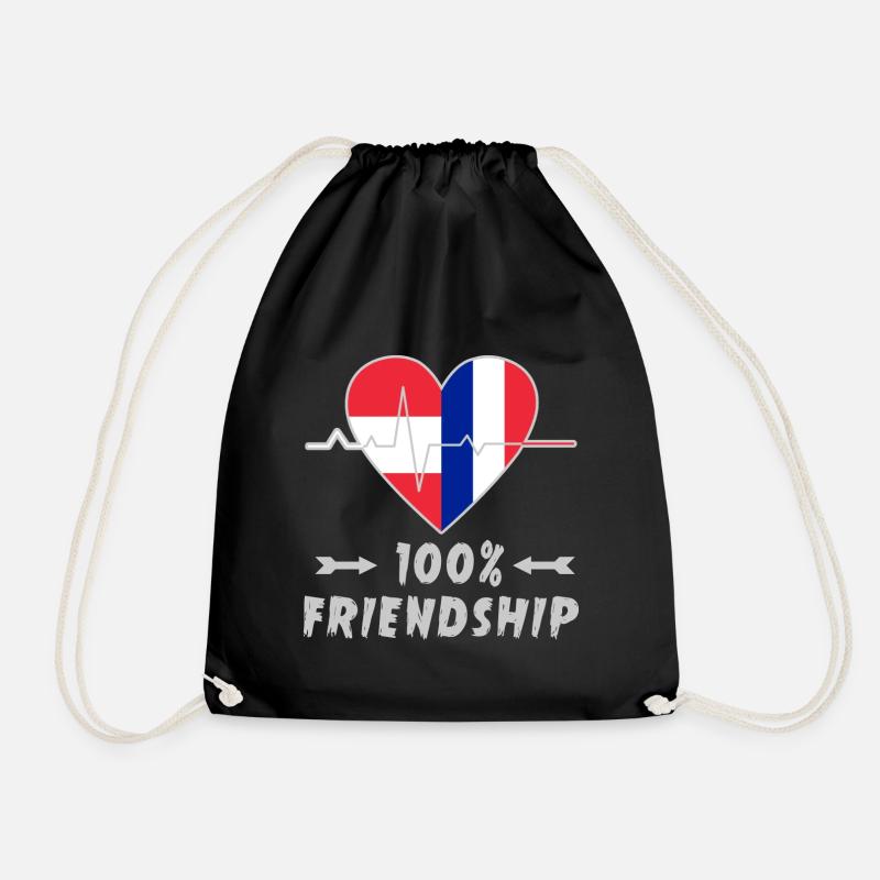 Austria and France 100% friendship - Drawstring Bag - black